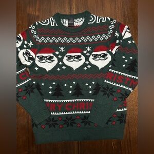 MENS CHRISTMAS JUMPER SANTA HO HO HO XMAS FESTIVE KNITWEAR CREW NECK SIZE SMALL